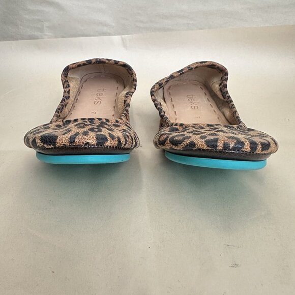 NEW Tieks by Garrieli Ballet Flats Leopard Leather Teal Soles Women 7 Flexible - Picture 3 of 8